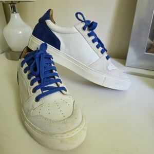 AMI Alexandre Mattiussi Blue White Thin Low Trainers. Size 39